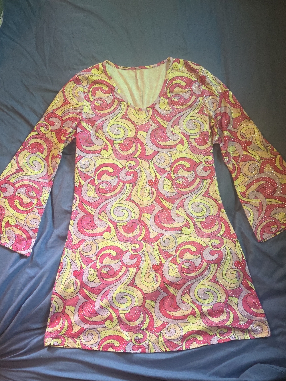 GoGo/Disco Vibrant Pink & Yellow Swirl Tunic Size XL
